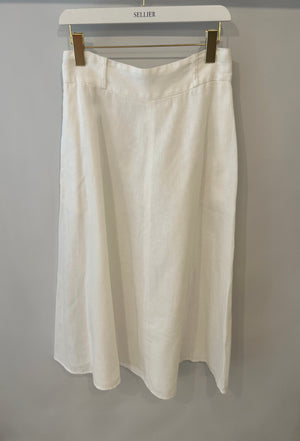 Zimmermann White Midi Linen Skirt Size 3 (UK 14)