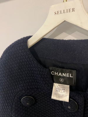 Chanel Navy Wool Jacket with CC Logo Buttons Size FR 34 (UK 6)