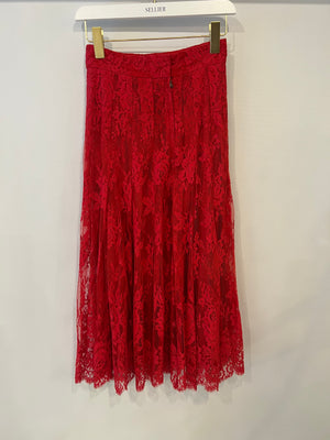 Dolce & Gabbana Red Lace Maxi Skirt Size IT 36 (UK 4)