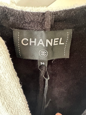 Chanel 23/M Black Terry Coco Beach Mini Cover Up Dress with CC Logo detail FR 36 (UK 8)