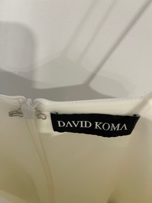 David Koma White Mini Dress with Silver Embellishments Size UK 8 RRP £1,800
