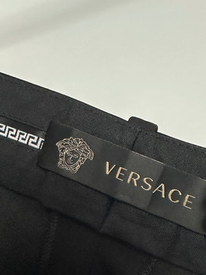 Versace Black Tailored Trousers with Gold Medusa Safety Pin Details Size IT 38 (UK 6)