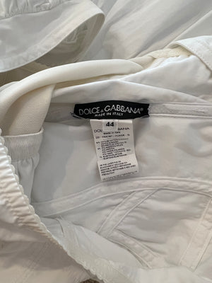Dolce & Gabbana White Poplin Mini Corset Dress with Ruffle Details Size IT 44 (UK 12) RRP £1,400