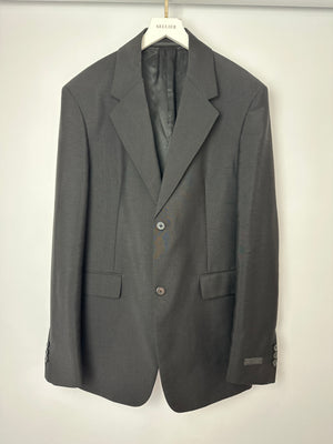 Prada Black Single Breasted Blazer with Triangle Logo at the Back IT 48 (UK 16)