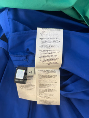 Fendi Electric Blue, Green and Black Zipped Maxi Pleated Dress with Mesh Detailing Size IT 42 (UK 10)