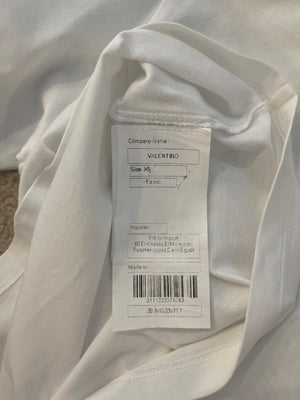 Valentino White T-Shirt with Multicolour Sequin Logo Size XS (UK 6)