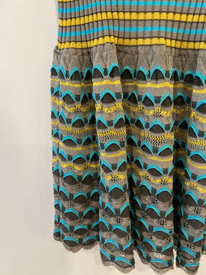 M Missoni Grey, Yellow and Blue Knit Cardigan and Top Chevron Set Size IT 44 (UK 12)