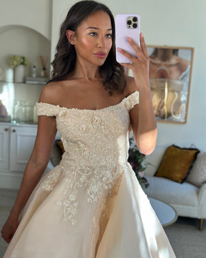 Mikael D Blush Ball Gown with Embroidered Detail Size S (UK 8)