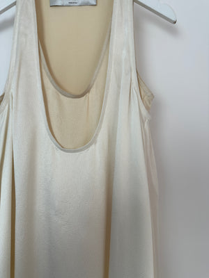 Valentino Satin White Two-Tone Sleeveless Double Layer Midi Dress Size IT 36 (UK 4)