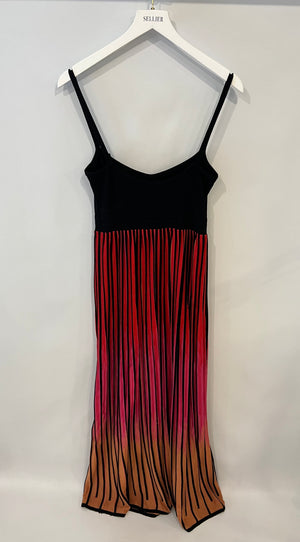 M Missoni Black and Multicolour Ombre Striped Maxi Dress with front Tie Detail Size IT 44 (UK 12)