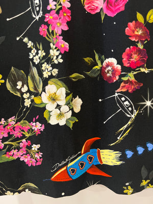 Dolce & Gabbana Black Silk Sleeveless Dress with Floral Prints Size IT 40 (UK 8)