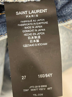 Saint Laurent Blue Denim Maxi Skirt With Trimmed Hem Detail Size 27 (UK 10) RRP £950