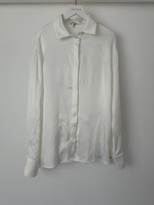 Loewe White Silk Shirt with Gold Cufflink Details Size FR 36 (UK 8)