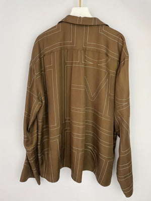 Toteme Brown Monogram Silk Shirt and Shorts Set Size DK38 (UK12)