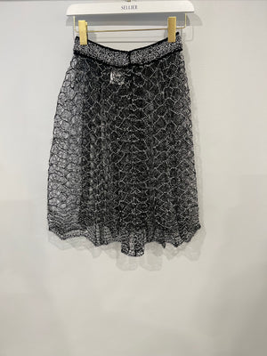 Chanel Spring 2018 Black and Pearl Metallic Caged Top and Skirt Set Size FR 34 (UK 6)