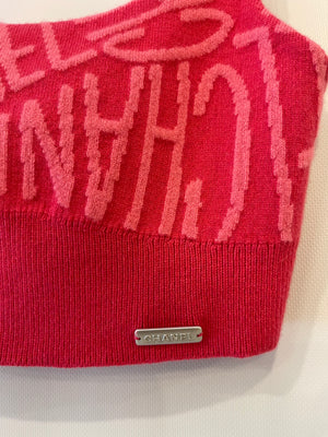 Chanel 21N Hot Pink Cashmere Cropped Top with Logo Details Size FR 34 (UK 6)