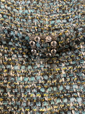 Dolce & Gabbana Blue Tweed Mini Dress with Crystal Belt Detail IT 44 (UK 12)