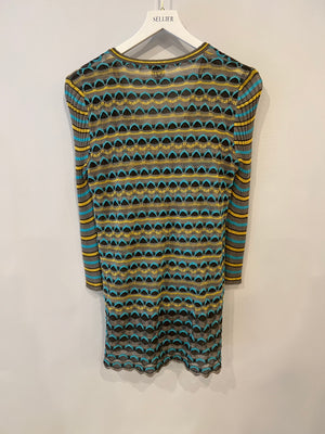 M Missoni Grey, Yellow and Blue Knit Cardigan and Top Chevron Set Size IT 44 (UK 12)