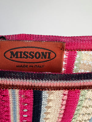 Missoni Pink Crochet Striped Long Sleeve Top IT 44 (UK 12)