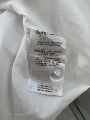Reformation White Linen Balia Midi Dress with Corset Detail Size US 4 (UK 8)
