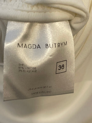 Magda Butrym White One Shoulder Top with Rose Appliqué Details Size FR 36 (UK 8) RRP £695