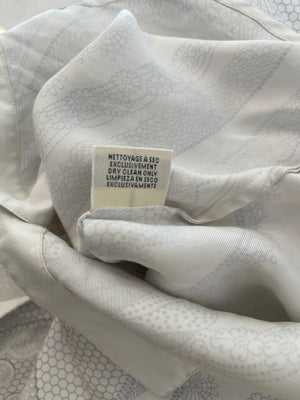 Hermès White and Grey "Doigts de fée" Silk Printed Shirt Size FR 38 (UK 10)