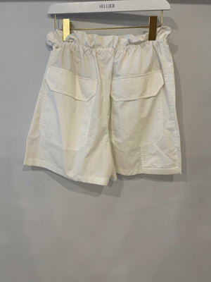Hermès White Shorts With Ruched Waistband and Drawstring Detail Size FR 36 (UK 8)