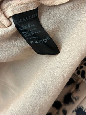 Zimmermann Brown Long Sleeve Leopard Print Cut-Out Ruched Midi Dress Size 0 (UK 8)