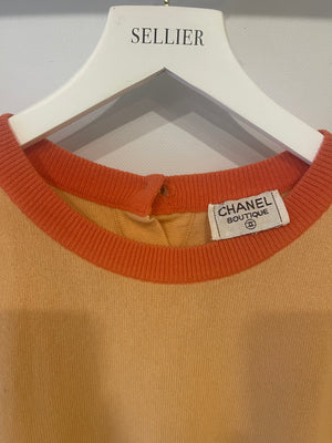 Chanel Peach Short-Sleeve Top with CC Logo Detail Size FR 38/40 (UK 10/12)