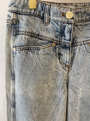 Chanel Blue Straight-Leg Jeans With Heart Silver CC Logo Buttons Size FR 34 (UK 6)
