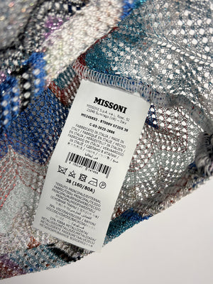 Missoni Blue & White Zig Zag Open-Knit Crop Top Size IT 38 (UK 6)