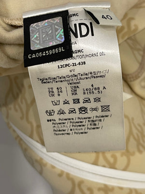 Fendi Beige Gilet with FF Monogram Prints Size FR 36 (UK 8)