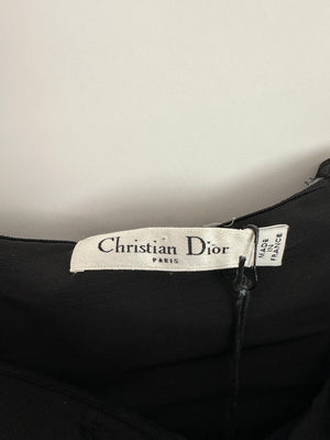 Christian Dior Vintage Black and Navy Silk Pannelled Strapless Midi Dress Size FR 38 (UK 10)