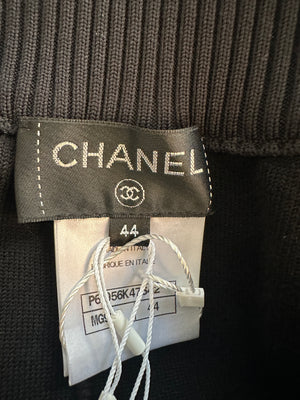 Chanel 19B Black Wool Jogging Bottom with Chanel Embroidery Detail Size FR 44 (UK 14) RRP £1,400