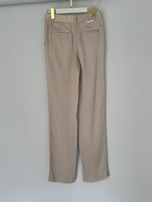 Off-White Light Pink Ribbed Satin Formal Straight Leg Trousers IT 38 (UK 6)