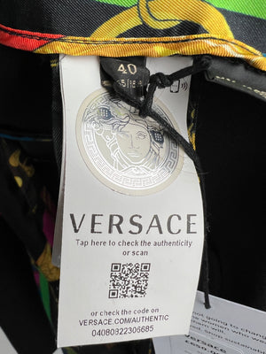 Versace Black and Multi Colour Chain Print Blazer and Blouse Set Size IT 40 (UK 8)