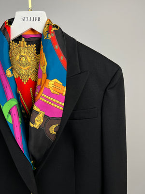 Versace Black and Multi Colour Chain Print Blazer and Blouse Set Size IT 40 (UK 8)