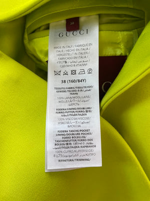Gucci Lime Green Wool Shorts & Jacket Set With Silver Logo Detail Size IT 38/40 (UK 6/8)