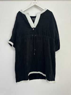 Chanel 23/M Black Terry Coco Beach Mini Cover Up Dress with CC Logo detail FR 36 (UK 8)