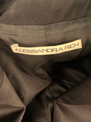 Alessandra Rich Black Double Breasted Blazer with Crystal Rhinestony Buttons IT 40 (UK 8)