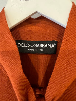 Dolce & Gabbana Burnt Orange Wool Jumper with Bow Detail Size UK 10