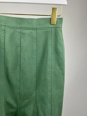 Max Mara Green Denim Maxi Skirt with Frill Hem Detail IT 36 (UK 4) (fits a UK 8) RRP £640