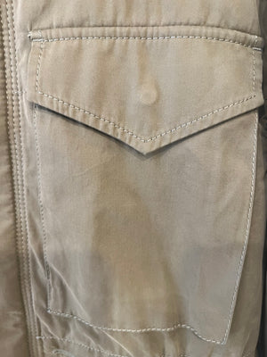 Gucci Khaki Jacket with Brown Mink Fur Trim and Shearling Lining with Logo Print Size IT 38 (UK 6)