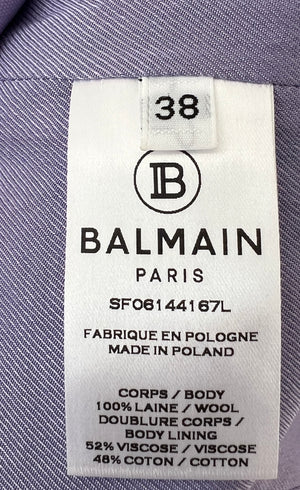 Balmain Lilac Gilet Double Breasted Dress with Silver Buttons Size FR 38 (UK 10)