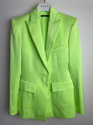Alex Perry Neon Green Blazer and Tailored Wide Leg Trousers Set Size UK 8