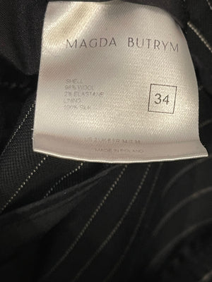 Magda Butrym Black Striped Wool Trousers Size FR 34 (UK 6) RRP £700