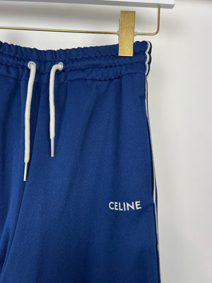 Celine Blue Two-Piece Tracksuit Set with Logo and Stripe Trim Size XS/S (UK 8/10)