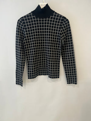Hermès Black and White Cashmere Checkered High Neck Jumper Size FR 34 (UK 6) RRP £1,500