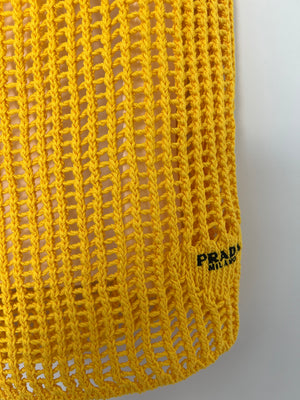 Prada Yellow Crochet Knitted Top and Skirt Set Size IT 38 (UK 6)