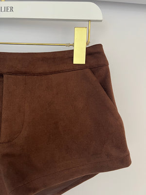 Nakedvice Brown Suede Effect Shorts Size XS (UK 6) RRP £132